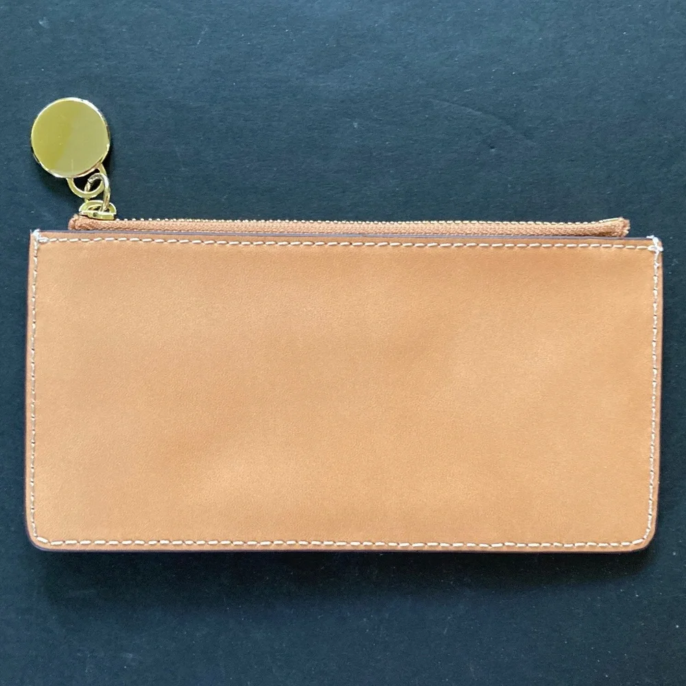 G.I.L.I. Leather Zip Top Card Case - Lucca/Terra Smooth/Gold Tone/NEVER USED!